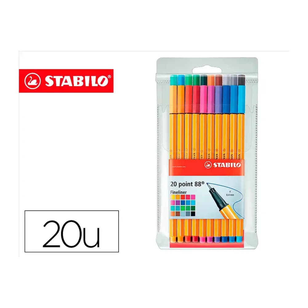 Stabilo Rotulador stabilo punta de fibra point 88 estuche de 20 unidades colores surtidos