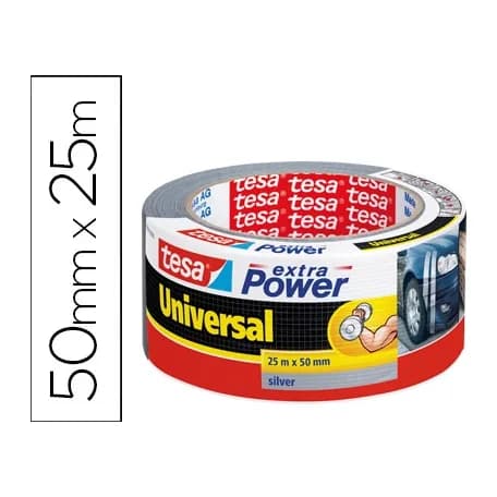 Tesa Cinta adhesiva tesa americana 25 mt x 50 mm extra power color plata