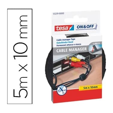 Tesa Velcro adhesivo tesa para agrupar cables 5 m x 10 mm color negro