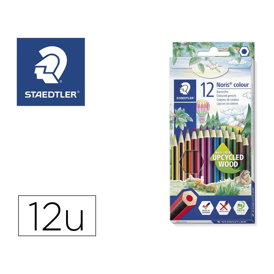 Staedtler Lapices de colores staedtler upcycled wood ecologico 12 colores en caja de carton