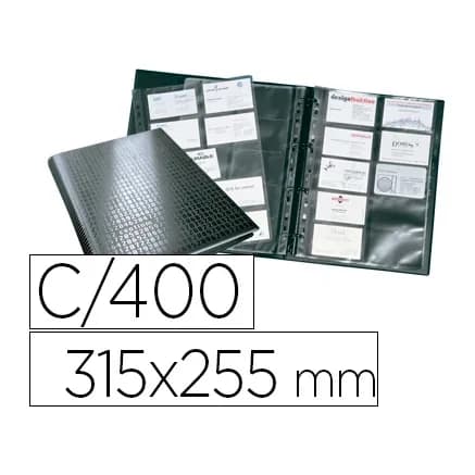 Durable Tarjetero durable din a4 visifix centium 4 anillas 20 fundas con indice alfabetico para 400 tarjetas de visita