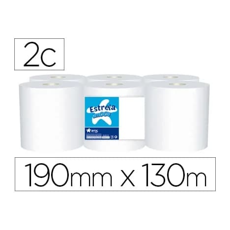 Amoos Papel secamanos amoos 2 capas 192 mm x 130 mt paquete de 6 rollos