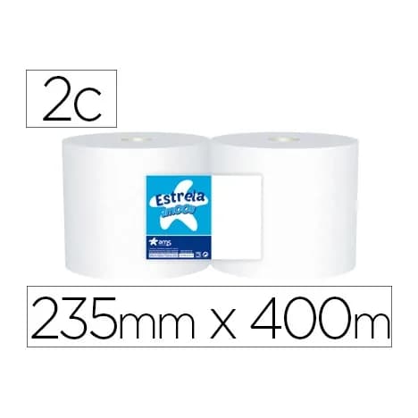 Amoos Papel secamanos industrial amoos 2 capas 222 mm x 400 mt paquete de 2 rollos