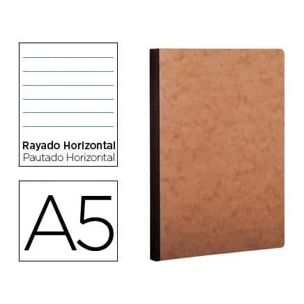Clairefontaine Libreta age-bag tapa cartulina lomo cosido rayado horizontal 96 hojas color havana 148x210 mm