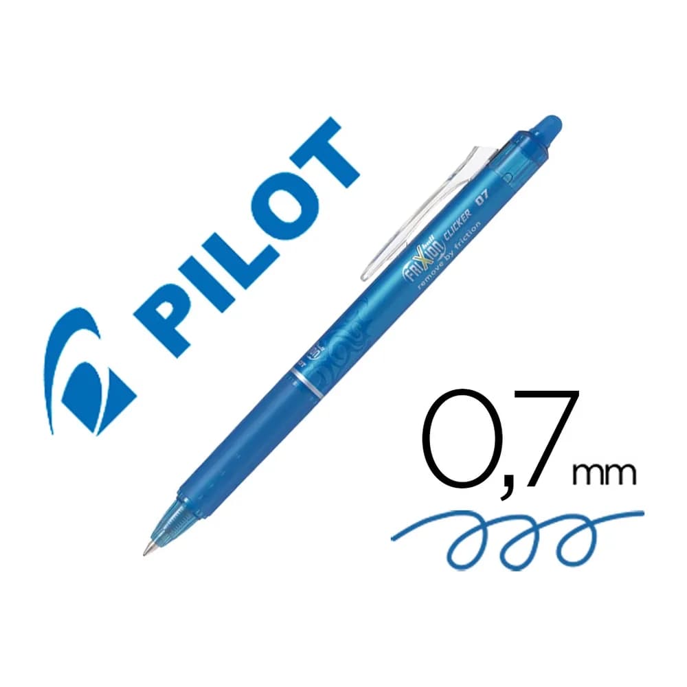 Bolígrafo borrable Pilot FriXion Clicker de 0,7 mm – Azul claro