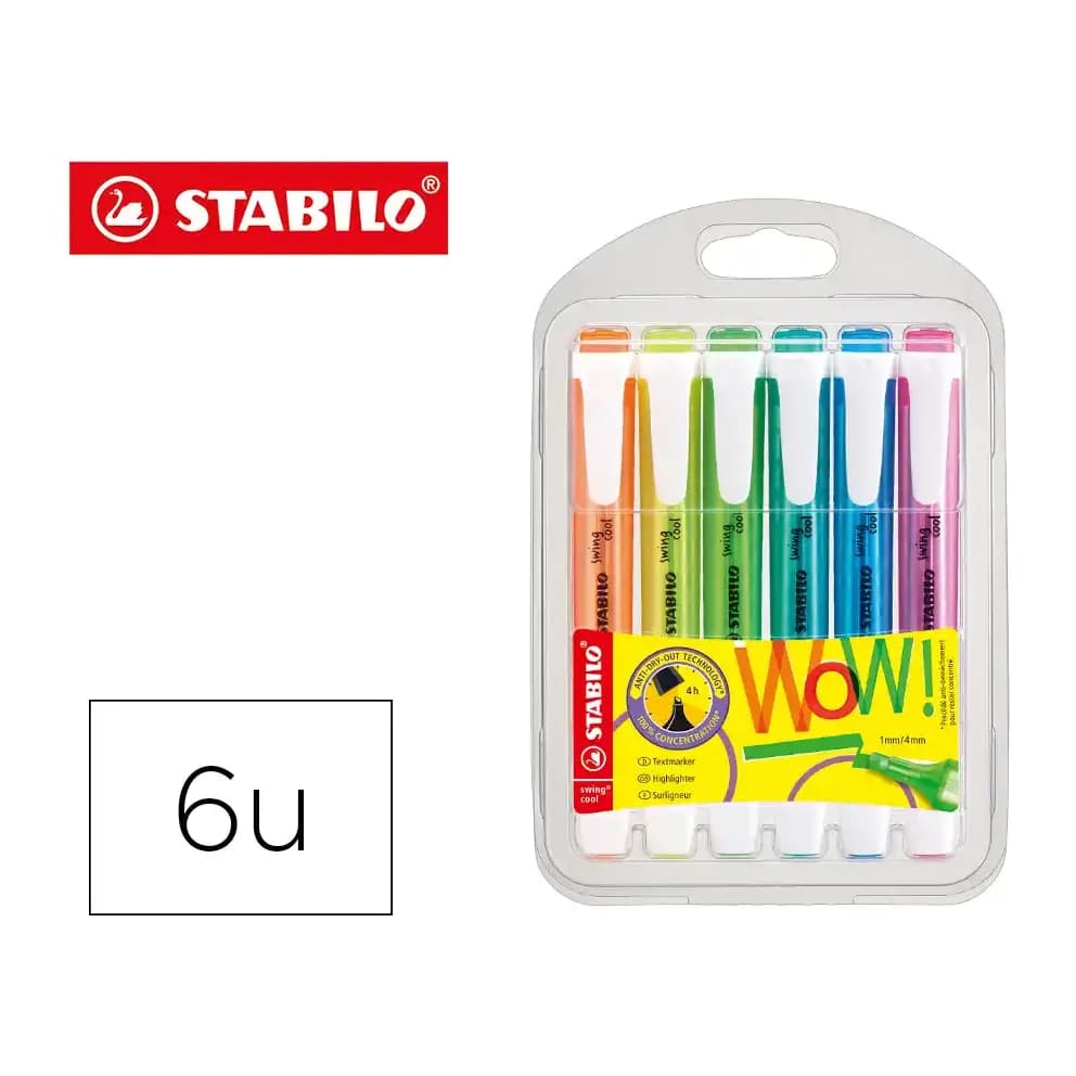 Rotulador fluorescente Stabilo Swing Cool, por unidad o en estuche – Surtidos 6 unidades