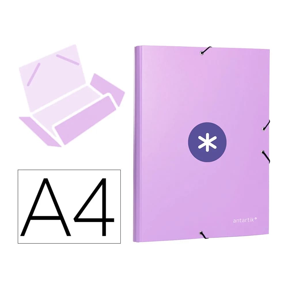 Antartik Carpeta antartik gomas tres solapas carton forrado a4 color lavanda