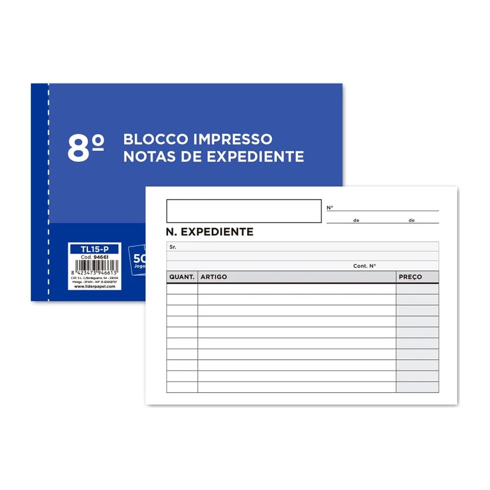 Liderpapel Talonario liderpapel notas de expediente octavo duplo texto en portugues