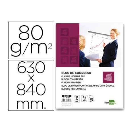 Liderpapel Bloc congreso liderpapel liso 630x840 mm 25+5 hojas 80g/m2