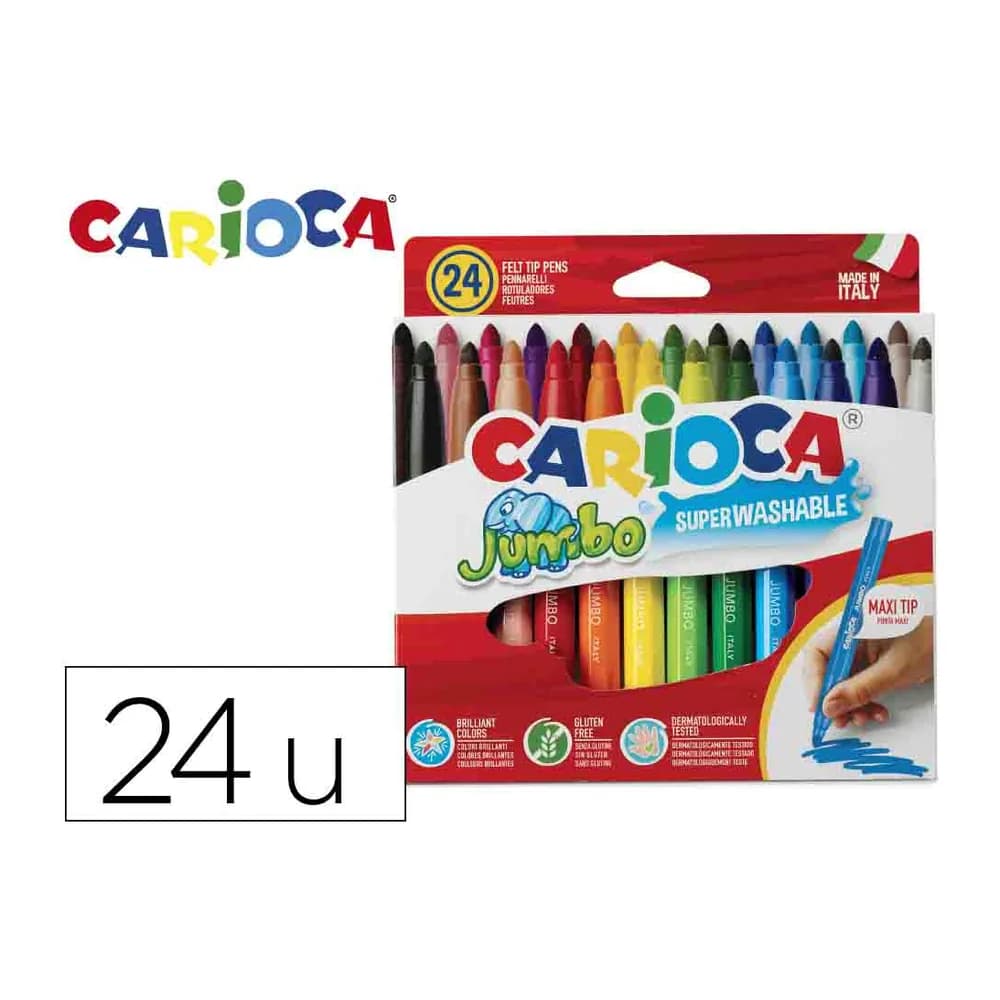 Carioca Rotulador carioca jumbo punta gruesa estuche de 24 unidades colores surtidos