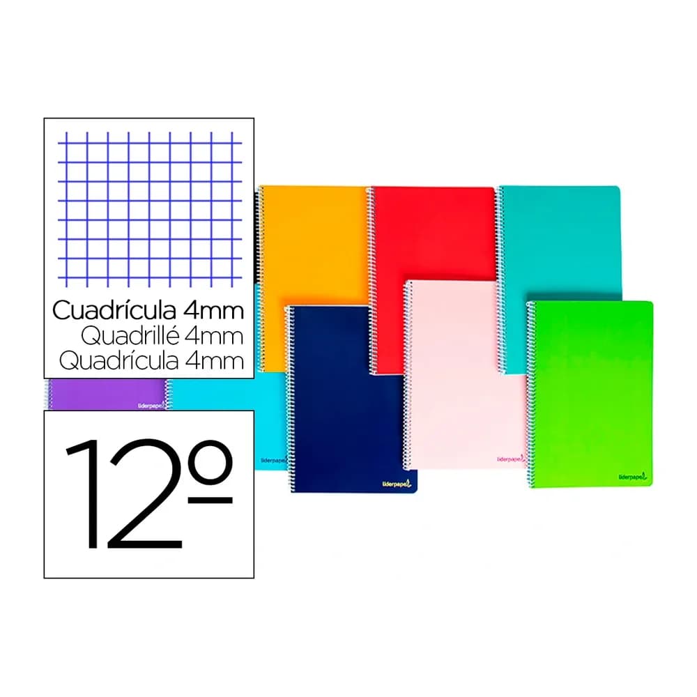 Liderpapel Cuaderno espiral liderpapel bolsillo doceavo smart tapa blanda 80h 60gr cuadro 4mm colores surtidos