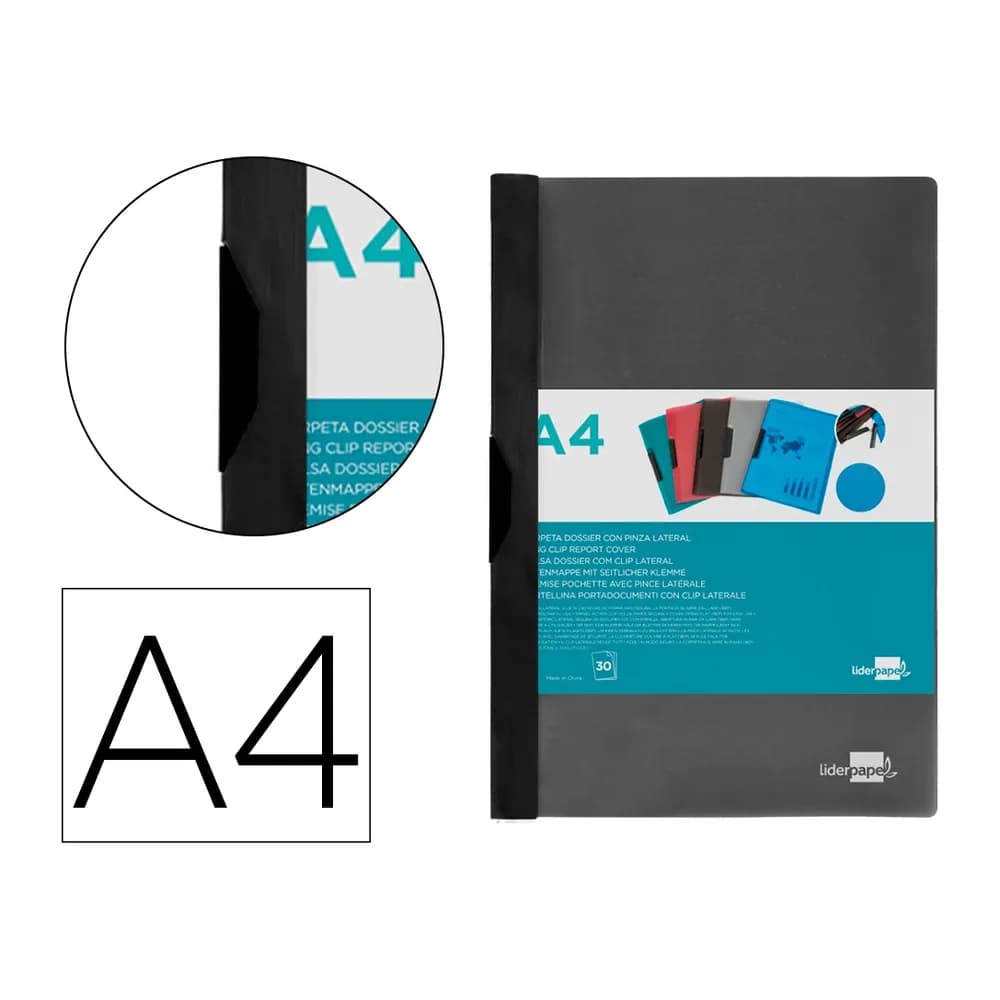 Liderpapel Carpeta liderpapel dossier pinza lateral 35365 polipropileno din a4 30 hojas pinza deslizante