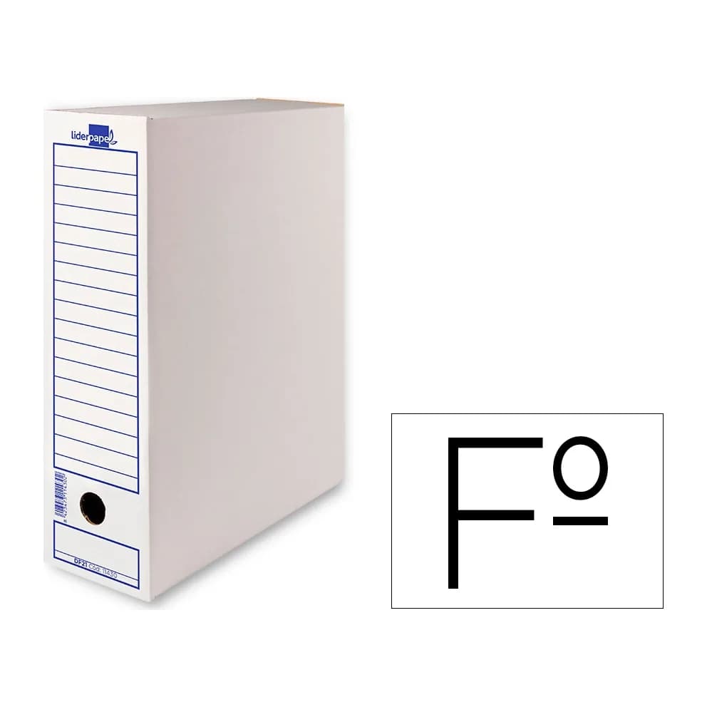 Liderpapel Caja archivo definitivo liderpapel 104 folio carton reciclado 325g/m2 lomo 100 mm 365x100x251 mm