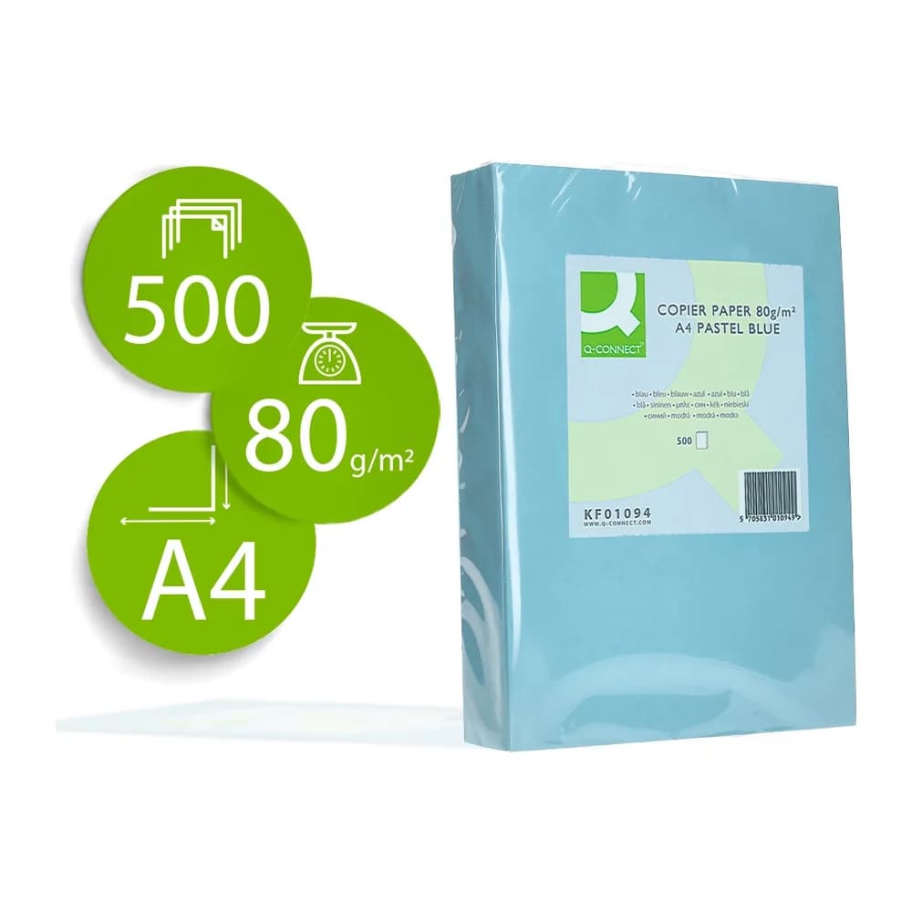 Q-connect Papel color q-connect din a4 80gr paquete de 500 hojas