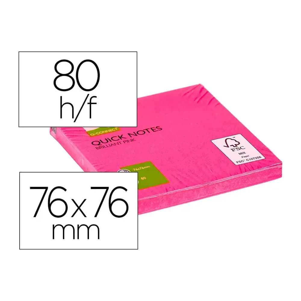 Q-connect Bloc de notas adhesivas quita y pon q-connect 76x76 mm 80 hojas