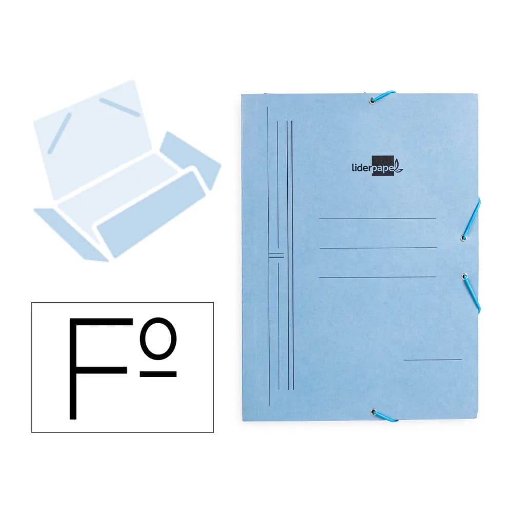 Liderpapel Carpeta liderpapel gomas tres solapas carton pintado color
