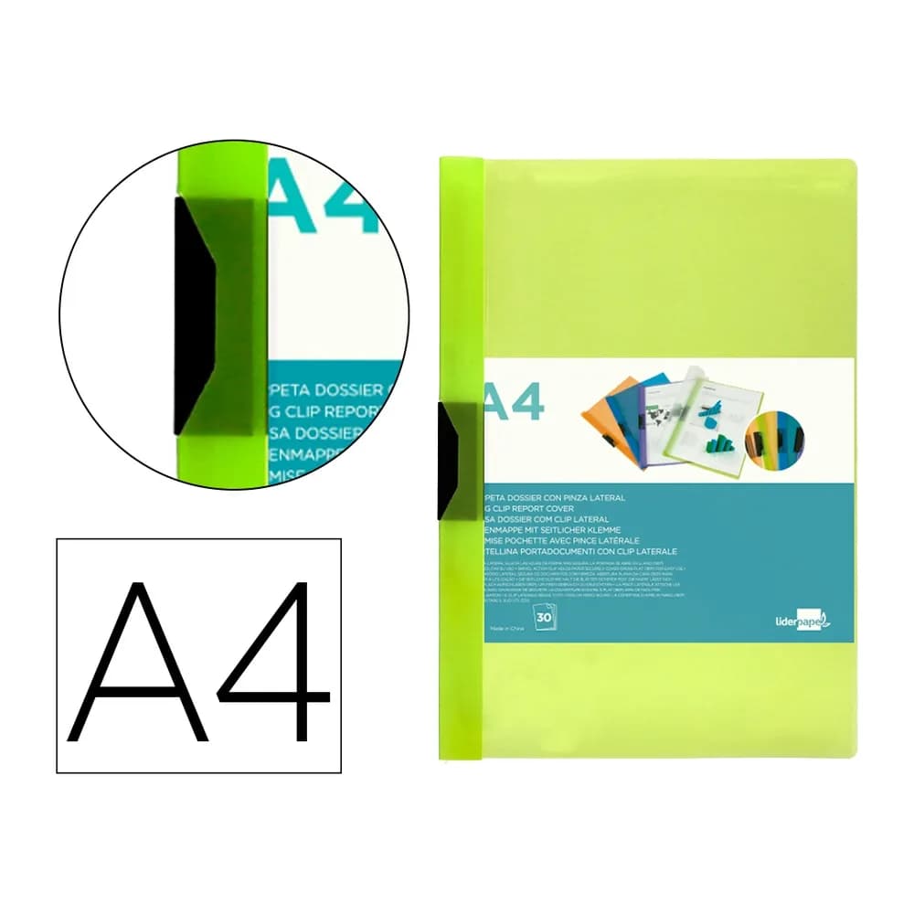Carpeta liderpapel dossier pinza lateral 35365 polipropileno din a4 negra 30 hojas pinza deslizante
