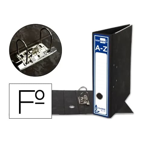Liderpapel Archivador de palanca liderpapel folio classic blue carton entrecolado sin rado lomo 80mm negro compresor metal