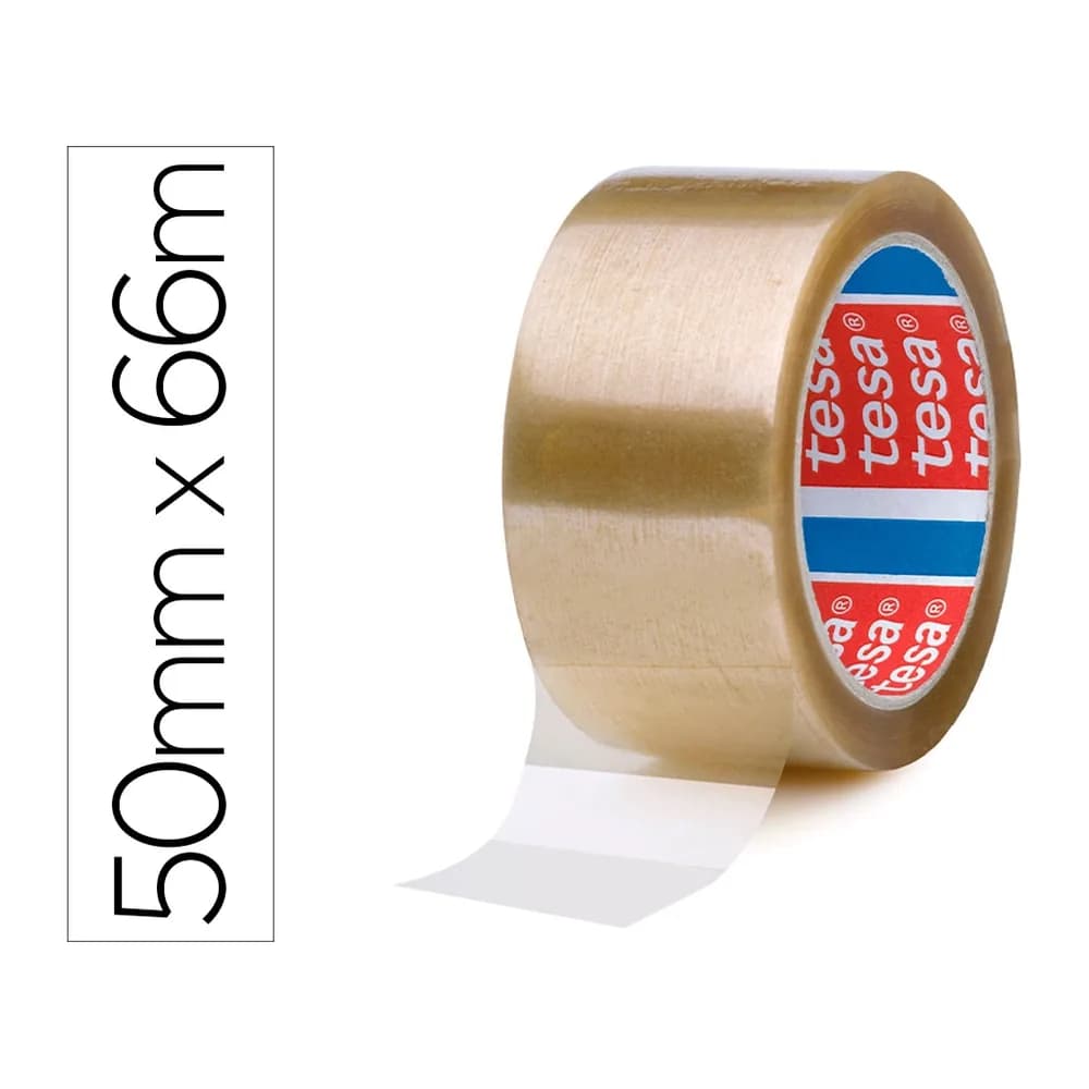 Cinta adhesiva tesa transparente basic 66 mt x 50 mm para embalaje