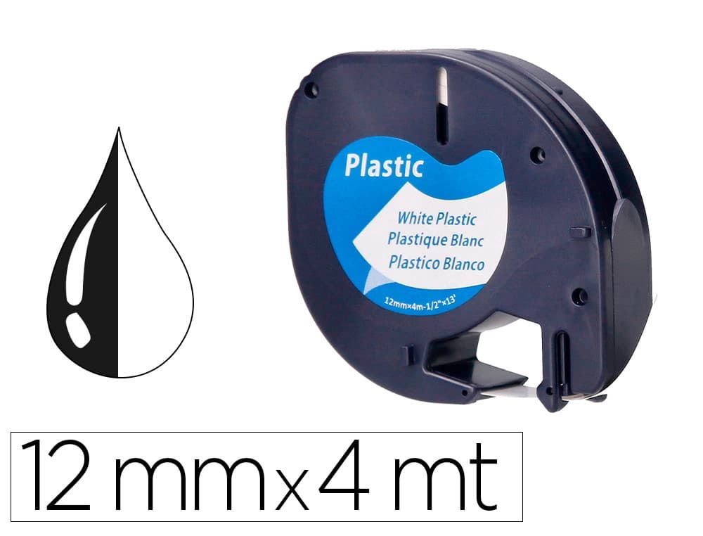 Q-connect Cinta q-connect 12 mm x 4 m negro-blanco perla para maquina letratag