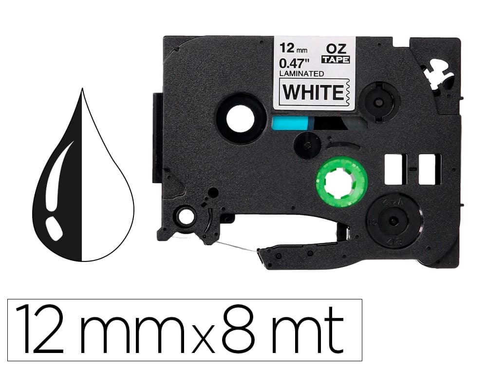 Q-connect Cinta q-connect tze-231 blanco-negro 12mm longitud 8 m