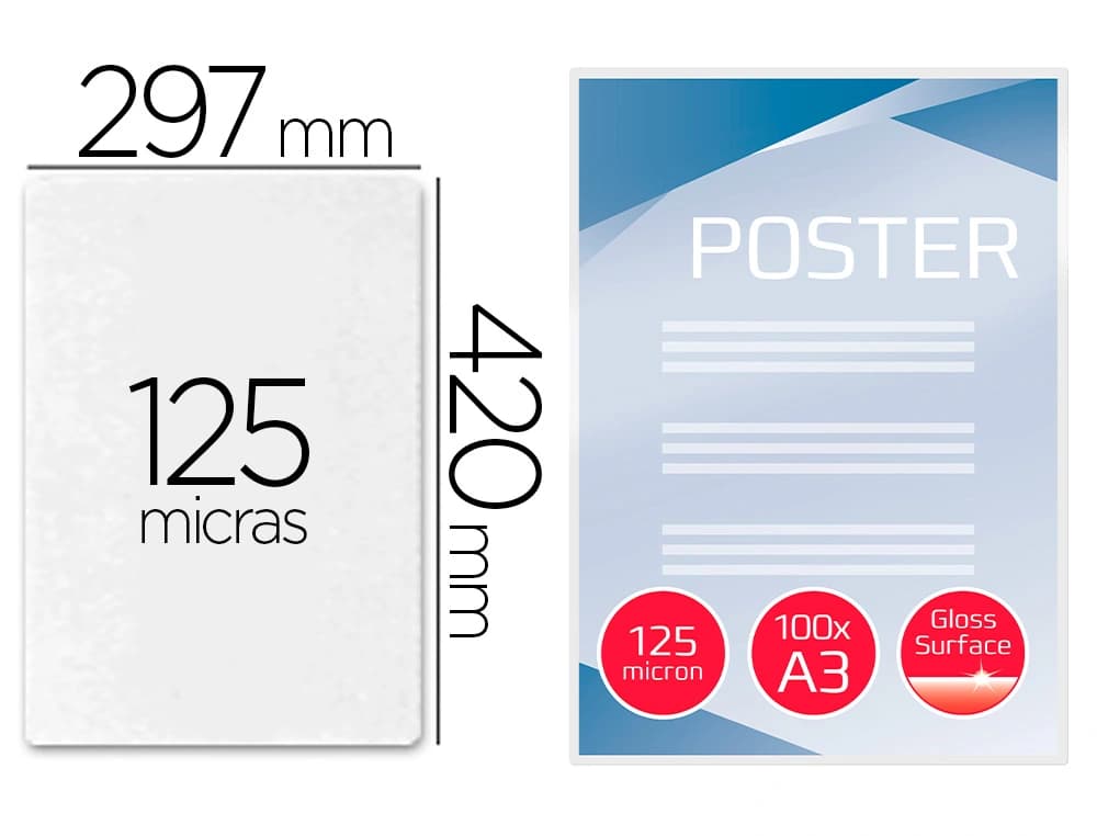 Gbc Bolsa de plastificar gbc din a3 2x125 micras caja de 100 unidades