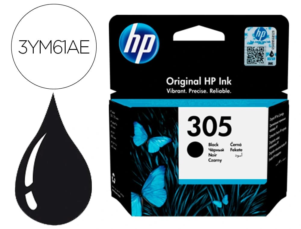 Hp Ink-jet hp 305 deskjet 1210 / 1212 / 1255 / 2732 / 2752 / 4155 / 4158 envy 6020 / 6052 /6055 / 6420 negro 120