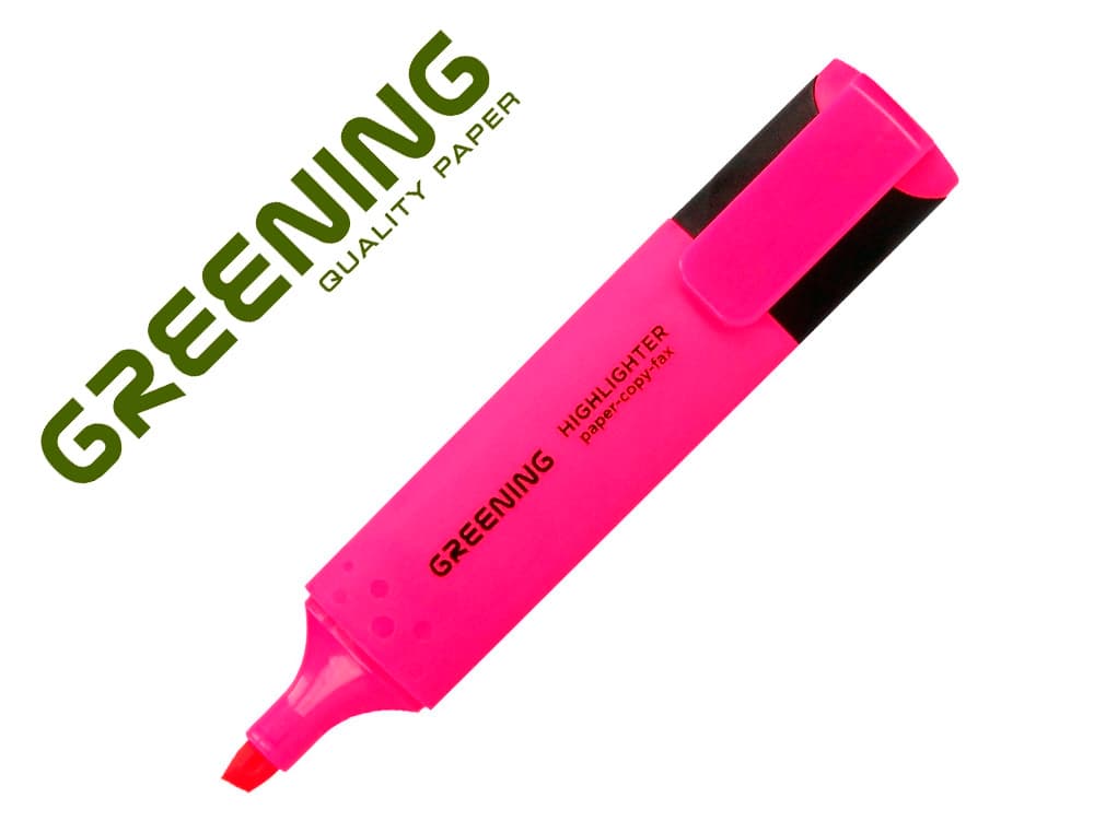 Greening Rotulador greening fluorescente punta biselada rosa