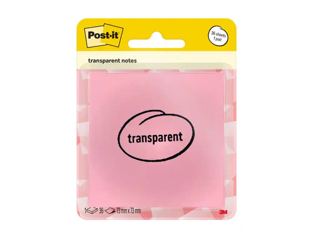 Post-it Bloc de notas adhesivas quita y pon Post-it 73x73 mm 36 hojas transparente salmon