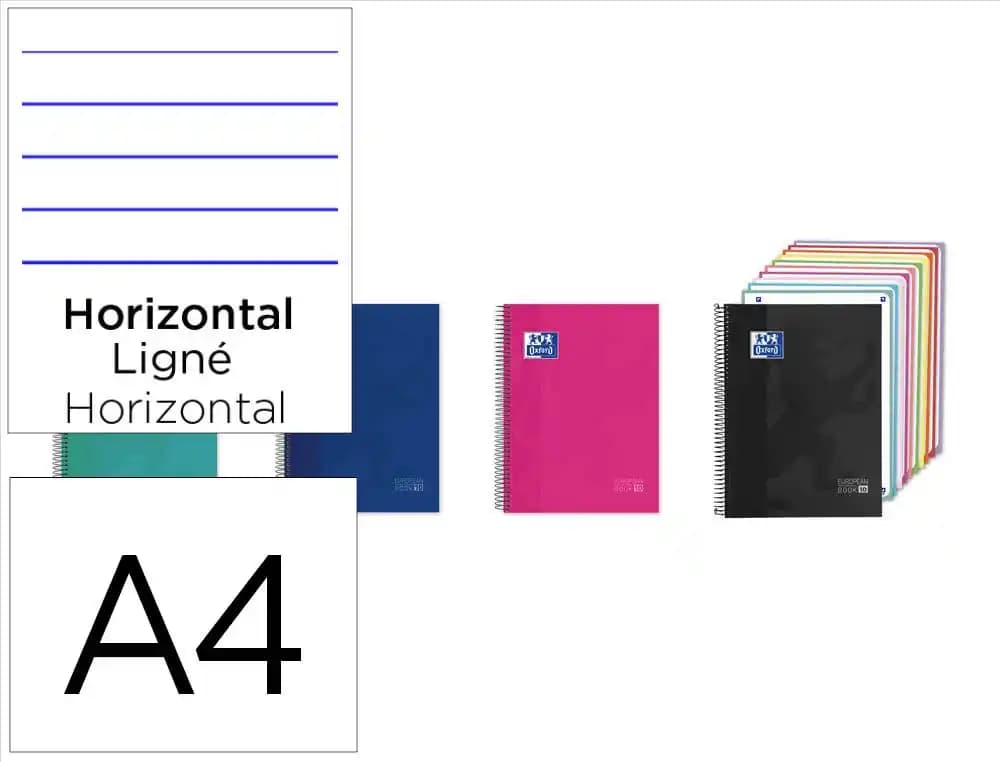 Oxford Cuaderno espiral Oxford europeanbook 10 tapa extradura DIN A4 200 hojas horizontal