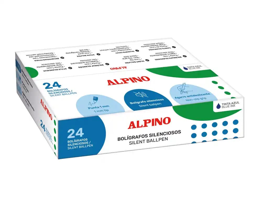 Alpino Boligrafo alpino silencioso agarre antideslizante tinta azul punta 1 mm