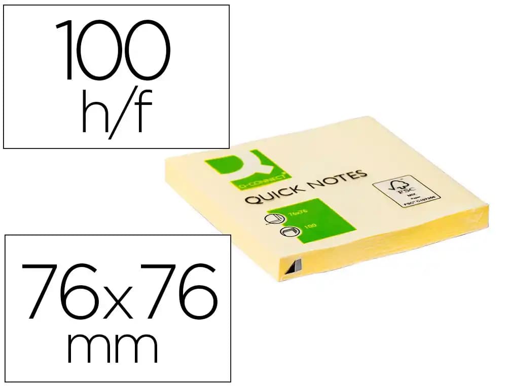 Q-connect Bloc de notas adhesivas quita y pon q-connect 76x76 mm con 100 hojas