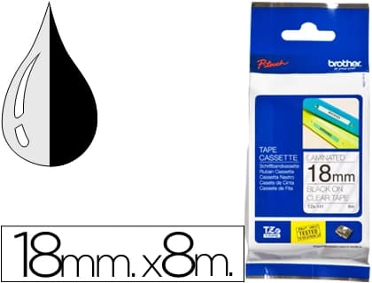 Brother Cinta brother tze-141 transparente-negro 18mm longitud 8 m