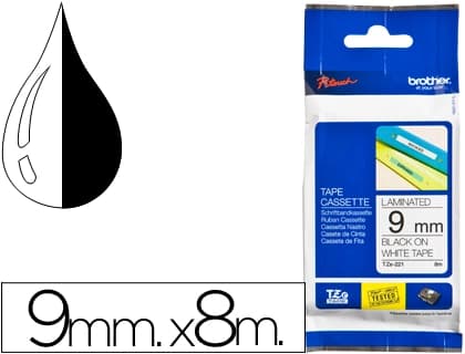 Brother Cinta brother tze221 blanco-negro 9mm longitud 8 m