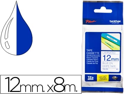 Brother Cinta brother tze233 blanco-azul 12mm longitud 8 m
