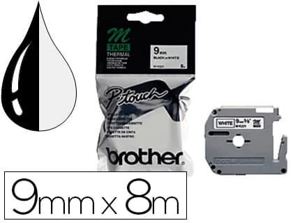 Brother Cinta brother mk-221 blanco-negro 9mm longitud 8 m