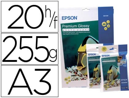 Epson Papel fotografico epson din a3 premium glossy 255 gr pack de 20 hojas