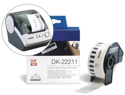 Brother Etiqueta brother dk22211 cinta plastica continua adhesiva blanca 29mmx15,24 m