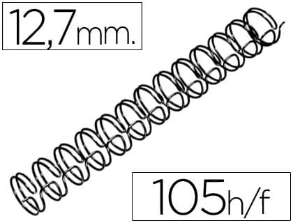 Gbc Espiral wire 3:1 12,7 mm n.8 negro capacidad 105 hojas caja de 100 unidades