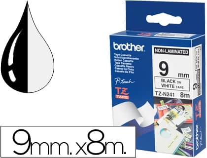 Brother Cinta brother tzen231 negro sobre blanco 9 mm no laminada