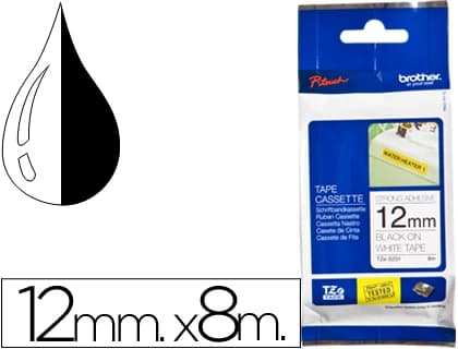 Brother Cinta brother tzes231 blanco-negro 12mm longitud 8 msuper adhesiva