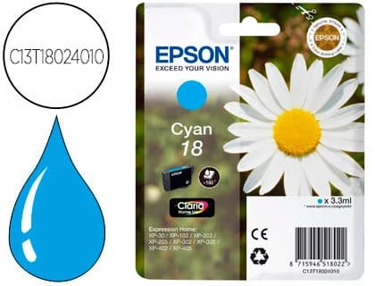 Epson Ink-jet epson t18 cyan expression home xp-102 xp-205 xp-305 xp-405 capacidad 180 pag