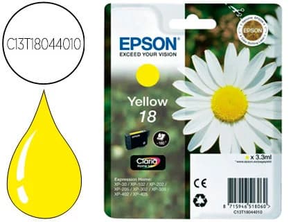 Epson Ink-jet epson t18 amarillo expression home xp-102 xp-205 xp-305 xp-405 capaciidad 180 pag