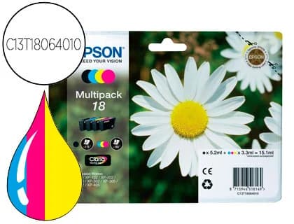 Epson Ink-jet epson multipack t18 negro amarillo cyan y magenta xp-102 px-202 px-205xp-305 xp-405