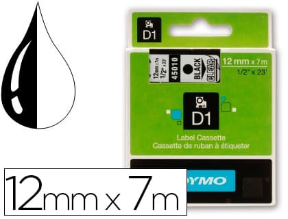 Dymo Cinta dymo negro transparente 12mm x7 m d1