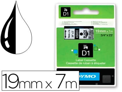 Dymo Cinta dymo negro transparente 19mm x 7 m d1