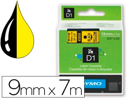 Dymo Cinta dymo negro amarillo 9mm x 7 m d1