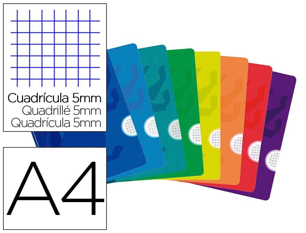 Oxford Libreta escolar Oxford openflex tapa flexible optik paper 48 hojas DIN A4 cuadro 5 mm colores surtidos