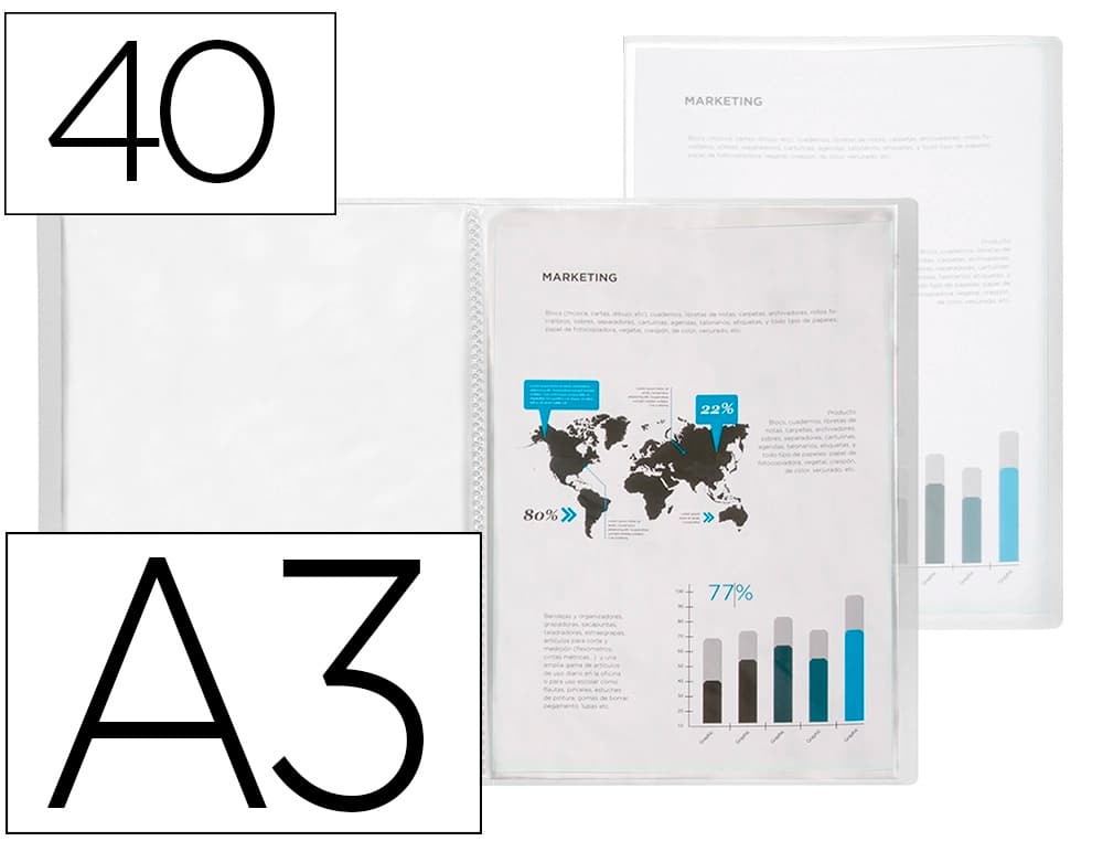 Liderpapel Carpeta liderpapel escaparate 40 fundas polipropileno din a3 translucido · Transparente