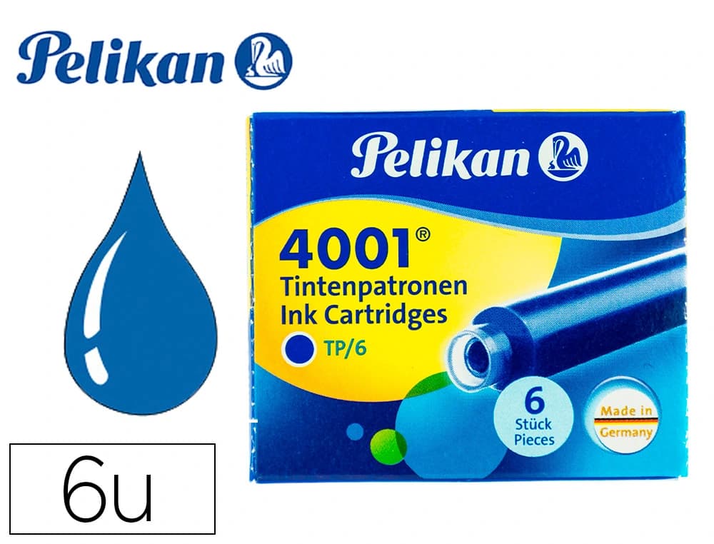 Tinta para plumas pelikan caja 6 cartuchos